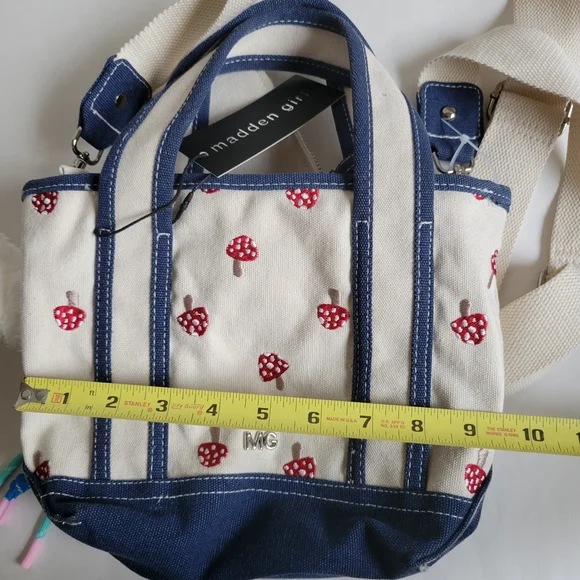 Madden Girl Mushroom Print Canvas Tote Bag - Picture 12 of 13